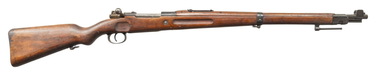 POLISH K98 MAUSER BOLT ACTION RIFLE.: Cal. 8mm Mauser. S# 59250. Bbl. 23 5/8" with older "8mm" import marking. Blade front sight with protective ears. Tangent rear sight graduated to 2000m. Matching numbers on receiver & stock. Other visi