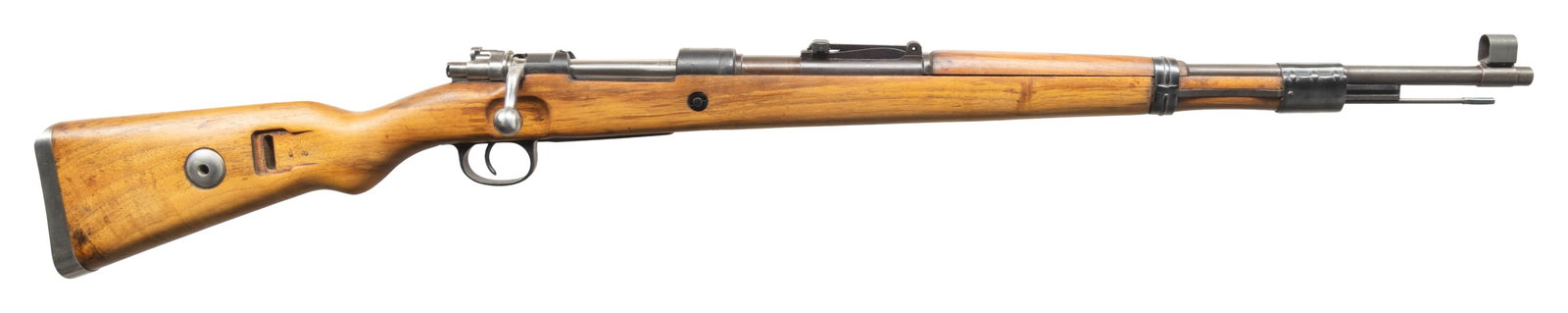 MITCHELL'S MAUSERS K98K BOLT ACTION RIFLE.: Cal. 8mm Mauser. S# 3629u. Bbl. 23 1/2" with MMC import marking. Standard K98k style sights with hooded front. Balance of parts are matching with a few small mismatched parts & most parts being import