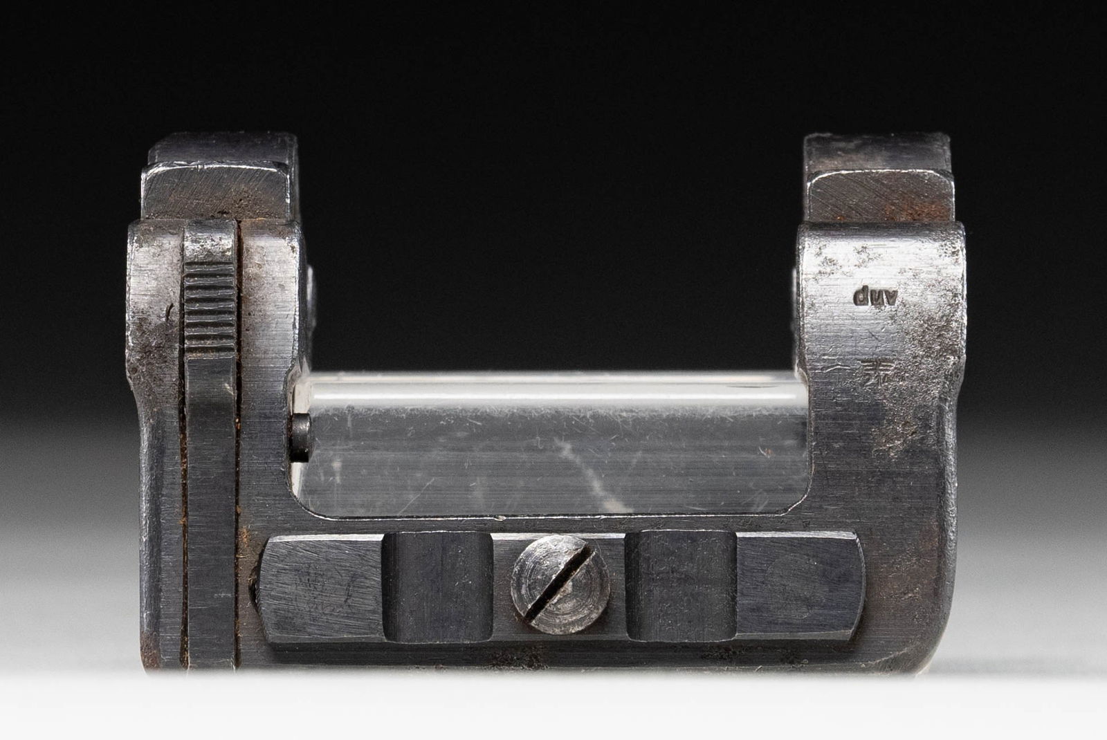 WW2 GERMAN ZF-41 SCOPE MOUNT.: duv coded ZF-41 scope mount. No scope present. Blued finish. CONDITION: metal shows scattered oxidation & pitting with some edge wear. (02-26000/MJC). $150-300.