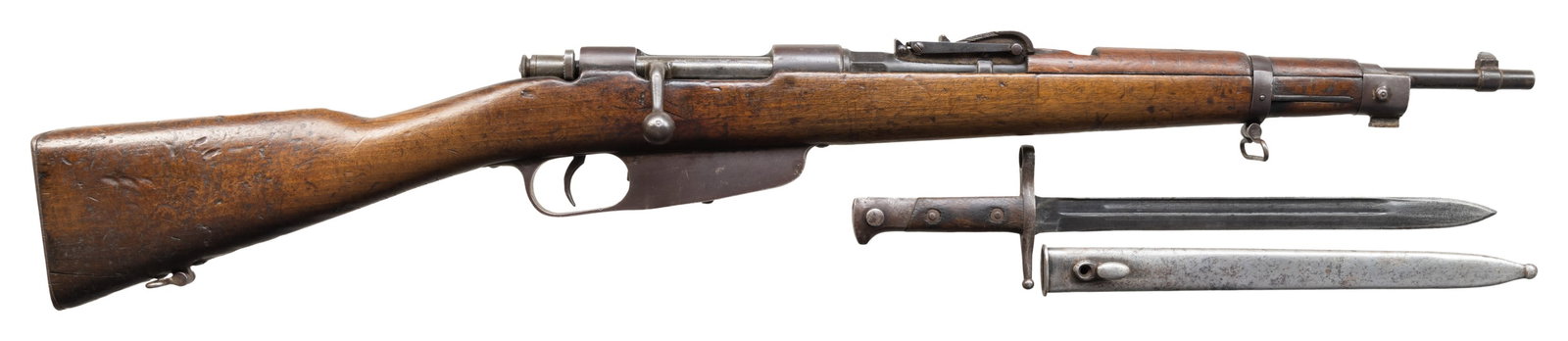 ITALIAN 91/24 TS CARCANO BOLT ACTION CARBINE.: Cal. 6.5 Carc. S# IM6271. Bbl. 17 3/4". Tangent rear sight graduated to 1500m. Blade front sight. Matching numbers on stock & bbl. Interwar conversion of an 1891 long rifle to Truppe Special config. B