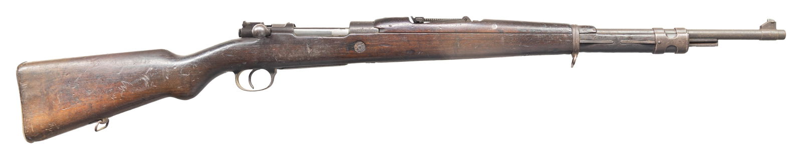 FN MODEL 30 CHINESE CONTRACT MAUSER BOLT ACTION: RIFLE. Cal. 8x57 (8mm Mauser). S# 78346. Bbl. 23 1/2". Blade front sight. Tangent rear sight graduated to 2000m. Visible parts are mismatched or unnumbered. Receiver ring has FN logo. Left side of