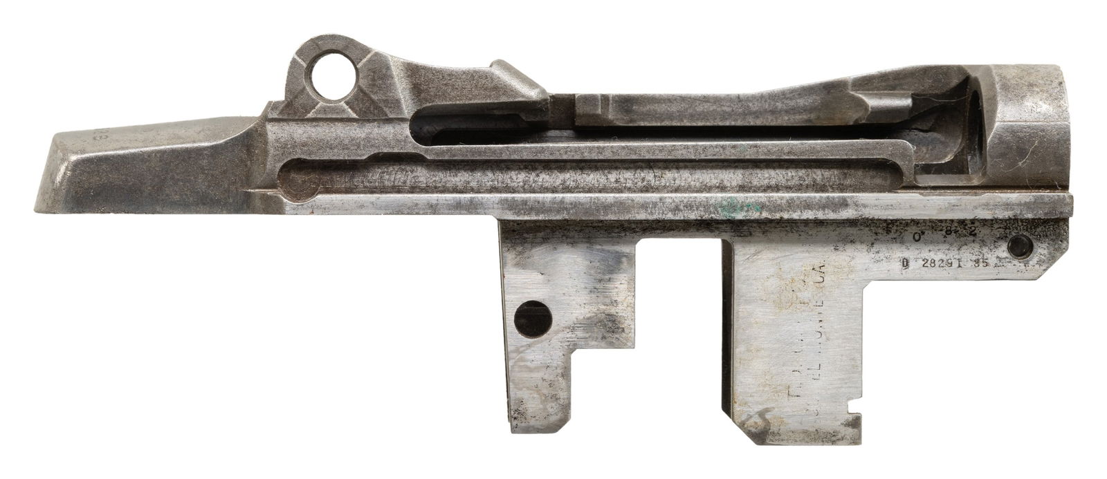 U.S. SPRINGFIELD M1 GARAND RECEIVER.: S# 3696526. Receiver has faint import mark on right front leg. Receiver markings at heel have been rendered faint except serial number. CONDITION: receiver shows extensive wear with oxidation and mode