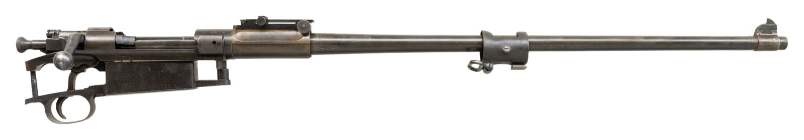 U.S. SPRINGFIELD MODEL 1903 BARRELED ACTION.: Cal. 30-06. S# 473213. Bbl. 24". Barrel is marked behind front sight "SA / flaming bomb / 2-11". Receiver manufactured in 1911. Ladder rear sight without volley notch graduated to 2,850 yards. Replace