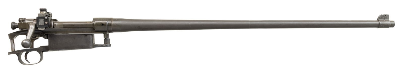 U.S. SPRINGFIELD MODEL 1903 MARK 1 BARRELED ACTION: Cal. 30-06. S# 1045929. Bbl. replacement 24" barrel is marked behind front sight "R.A. / flaming bomb / 744". The Mark I receiver, with its ejection slot in the left rail, is equipped with a Redfield