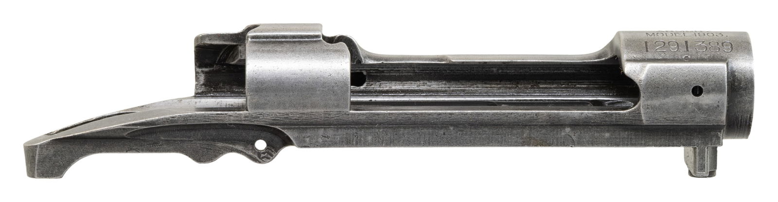 U.S. SPRINGFIELD MODEL 1903 RECEIVER.: S# 12901389. Receiver manufactured in 1928. Receiver contains no additional parts. CONDITION: receiver has turned an overall worn gray with scattered handling marks. (25-3153/RW). MODERN. $100-200.