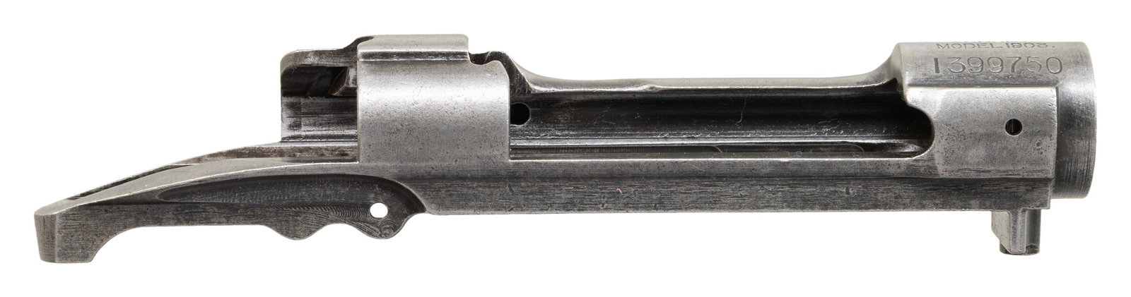 U.S. SPRINGFIELD MODEL 1903 RECEIVER.: S# 1399750. Receiver manufactured in 1931. Receiver has the tiny punch mark midway of the top of the right receiver rail, which indicates a possible National Match receiver. The bolt raceways do not