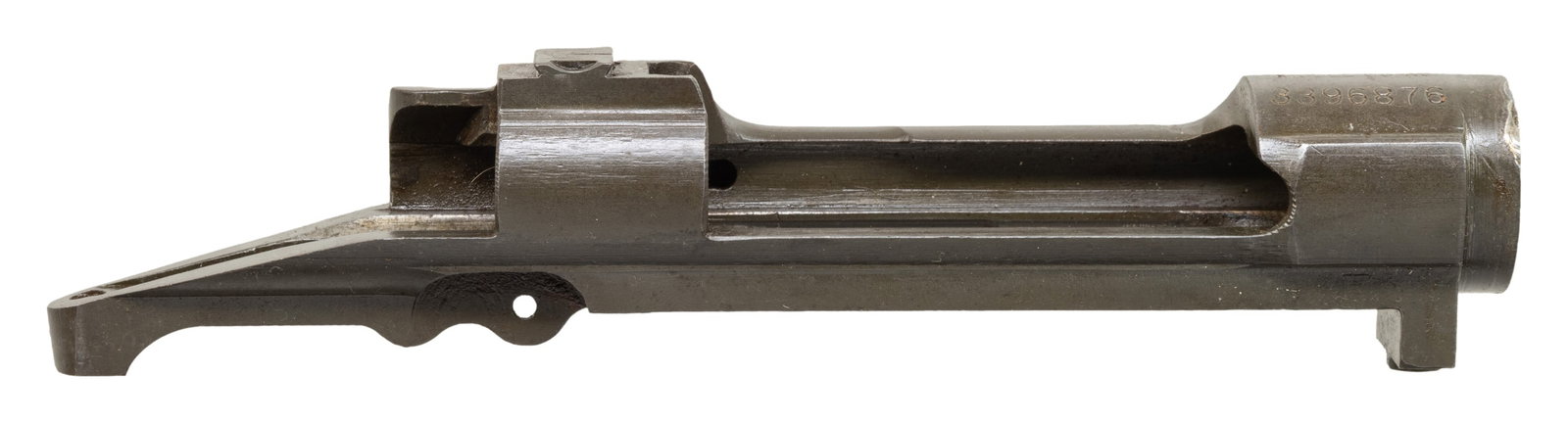 U.S. REMINGTON MODEL 1903-A3 RECEIVER.: S# 3396876. Receiver likely re-purposed from drill rifle. Top forward edge of receiver ring has evidence of arc-welding. The rear sight dovetail on receiver bridge has single notch. Receiver marked