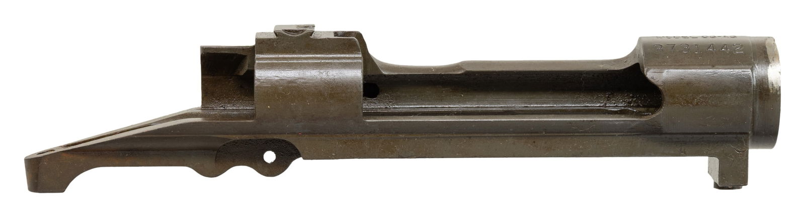 U.S. REMINGTON MODEL 1903-A3 RECEIVER.: S# 3731442. Receiver likely re-purposed from drill rifle. Top forward edge of receiver ring has areas of removed arc-welding. Arc-welding is present in top of cutoff recess. Receiver marked on top