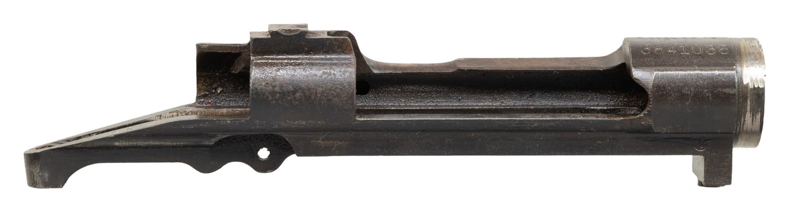 U.S. REMINGTON MODEL 1903-A3 RECEIVER.: S# 3841038. Receiver likely re-purposed from drill rifle. Top forward edge of receiver ring has areas of partially removed arc-welding. Receiver ring marked on top "U.S. / REMINGTON / MODEL 03-A3".