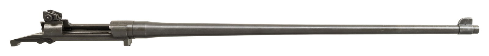 U.S. SMITH CORONA MODEL 1903-A3 BARRELED RECEIVER.: Cal. 30-06. S# 4872815. Bbl. 24". Marked behind front sight "SC / flaming bomb / 8-43". Aperture rear sight graduated to 800 yards. Front sight base is present. Sight blade has been ground flush with