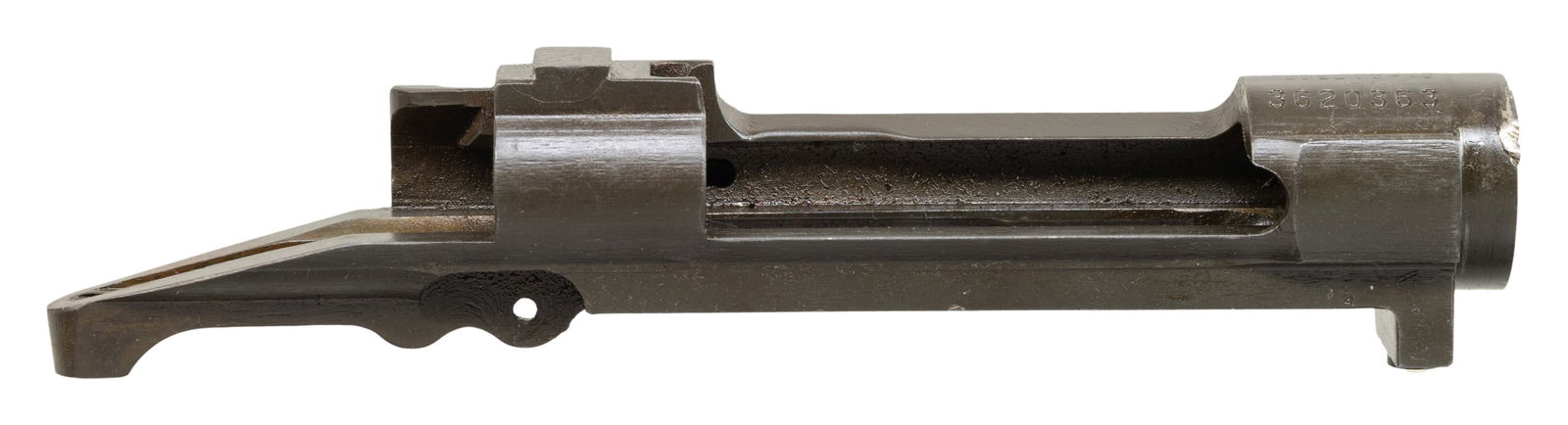 U.S. SMITH CORONA MODEL 1903-A3 RECEIVER.: S# 3620363. Receiver likely re-purposed from drill rifle. Top forward edge of receiver ring has traces of arc-welding. Receiver marked on top with "U.S. / SMITH CORONA / MODEL 03-A3". Sight dovetail