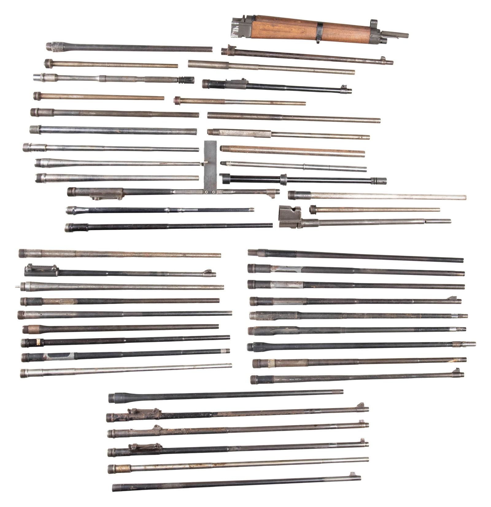 GROUPING OF 49 VINTAGE MILITARY RIFLE BARRELS. (1 of 1)