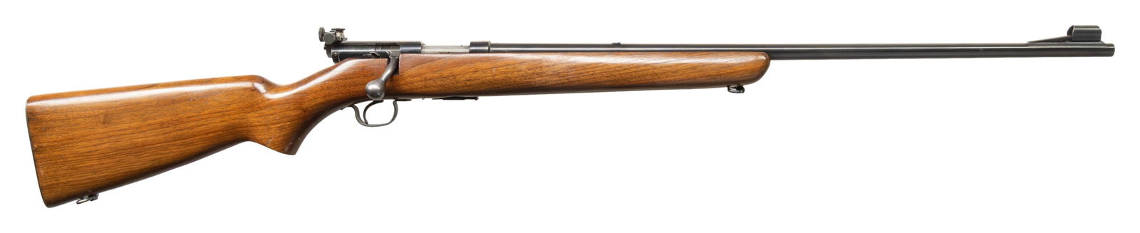 22 HORNET, WINCHESTER 43 BOLT ACTION RIFLE.: RIFLE. Cal. 22 Hornet. S# 13250. 1 of approx. 62,617 mfg. 1949-1957; dubbed the "Poor Man's Model 70". Bbl. 24". Hooded bead front sight, filler in rear dovetail, Lyman 57A receiver sight. Walnut stoc