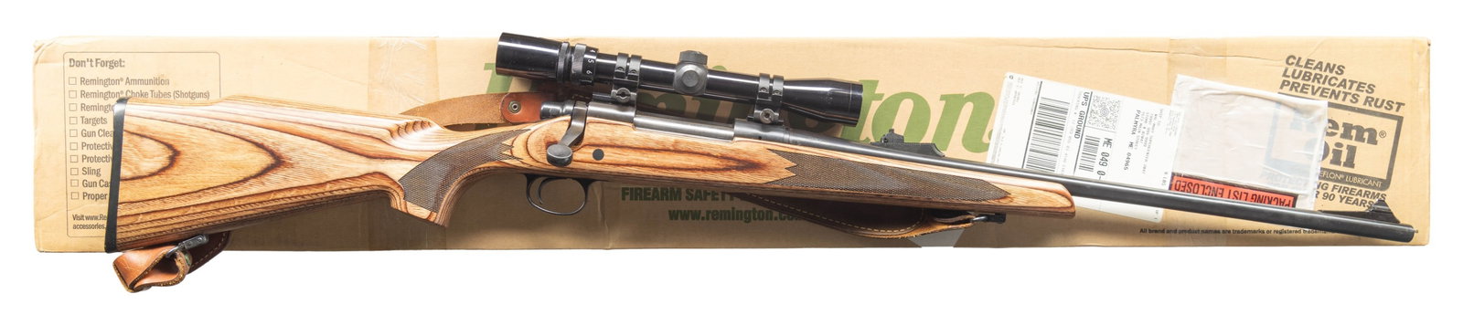FINE REMINGTON MODEL 700 ADL .270 WINCHESTER BOLT: ACTION RIFLE WITH MATCHING FACTORY BOX. Cal. 270 Win. S# G6587371. Bbl. 22". Model 700 ADL bolt action rifle mfg. by Remington. Left side of the bbl. is marked with Remington's mfg. information and th