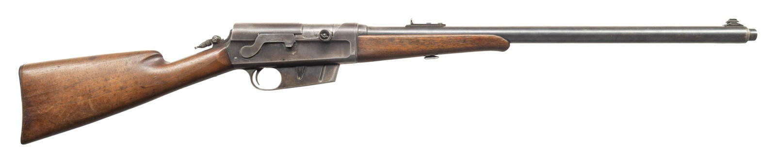 REMINGTON MODEL 8 SEMI-AUTOMATIC RIFLE.: Cal. 35 Rem. S# 36615. Bbl. 22". Model 8 semi-automatic rifle mfg. by Remington. Top of the bbl. is marked with Remington 2-line mfg. and patent information, with "FY 3" and "KS 3" date codes marked o