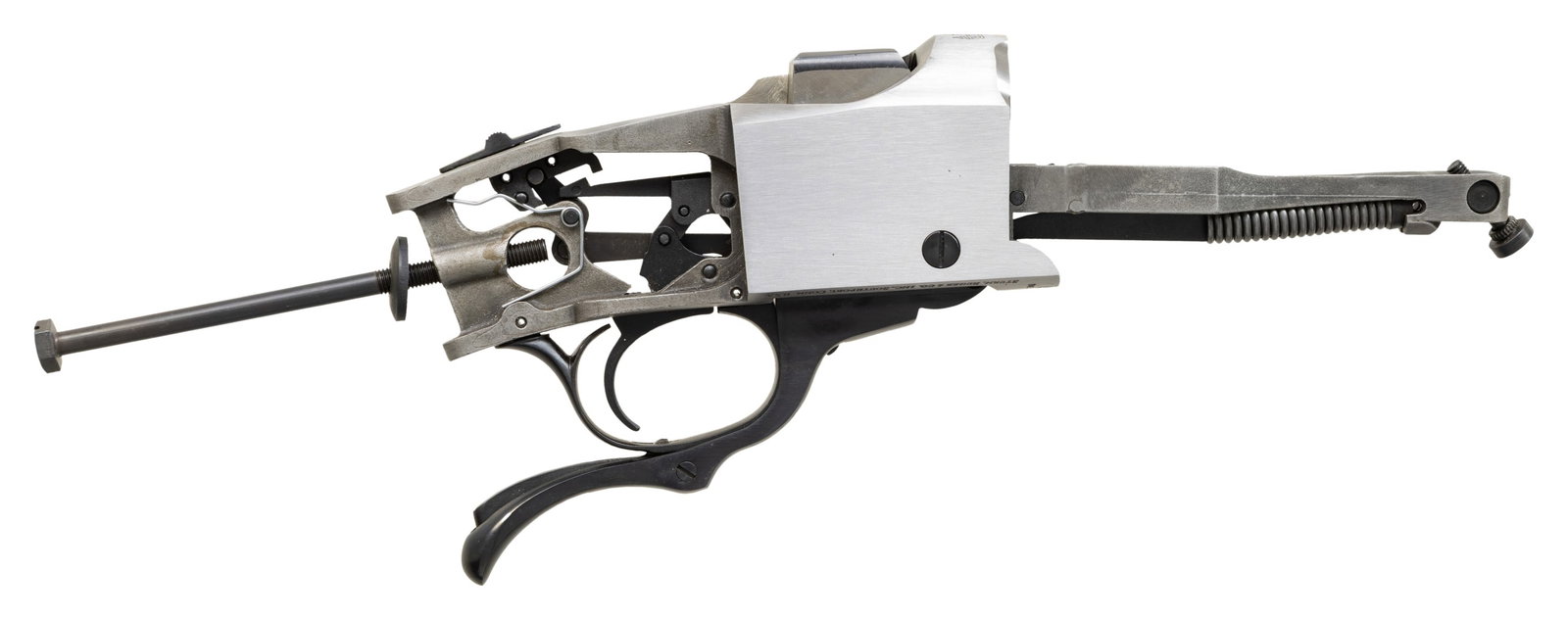 RUGER No. 1 A.S.S.R.A. COMMEMORATIVE 1 of 100: FALLING BLOCK ACTION. Cal. N/A. S# 132-59812. Bbl. N/A. Mfg. 1985 (1967 to date) as an "in the white" action (blued lever, breech block and small parts) only, being #90 out of 100 for for the American