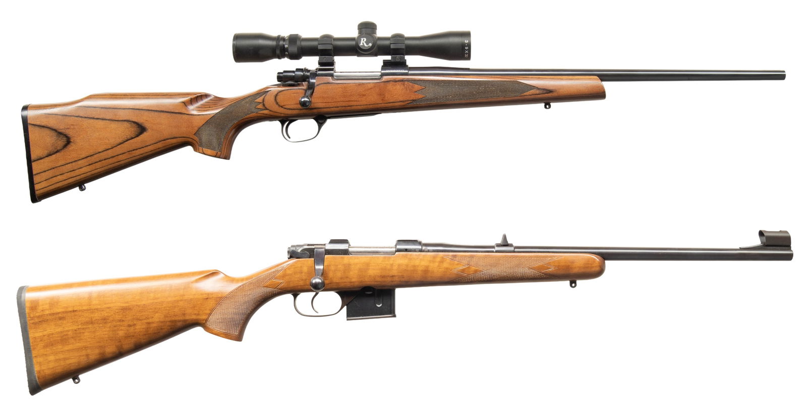 7.62x39 REMINGTON 799 & CZ 527 BOLT ACTION RIFLES.: 1) REMINGTON 799. S# ZA850500613. Mfg. by Zastava in Serbia & imported 2006-2008 by USSG of Sharpes, FL. Bbl. 20". 3-9x32 duplex reticle scope w/ Weaver style rings & bases. Mauser style short action