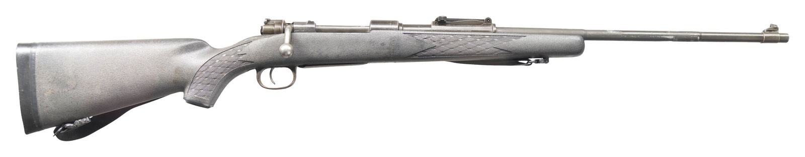 SPORTERIZED ISRAELI K98K MAUSER BOLT ACTION RIFLE.: Cal. 7.62x51. S# 6470G. Bbl. 23 1/2". Standard K98k style sights without front sight hood. Matching numbers on receiver & bolt handle. Other parts unnumbered or mismatched. Right side of rear sight ba