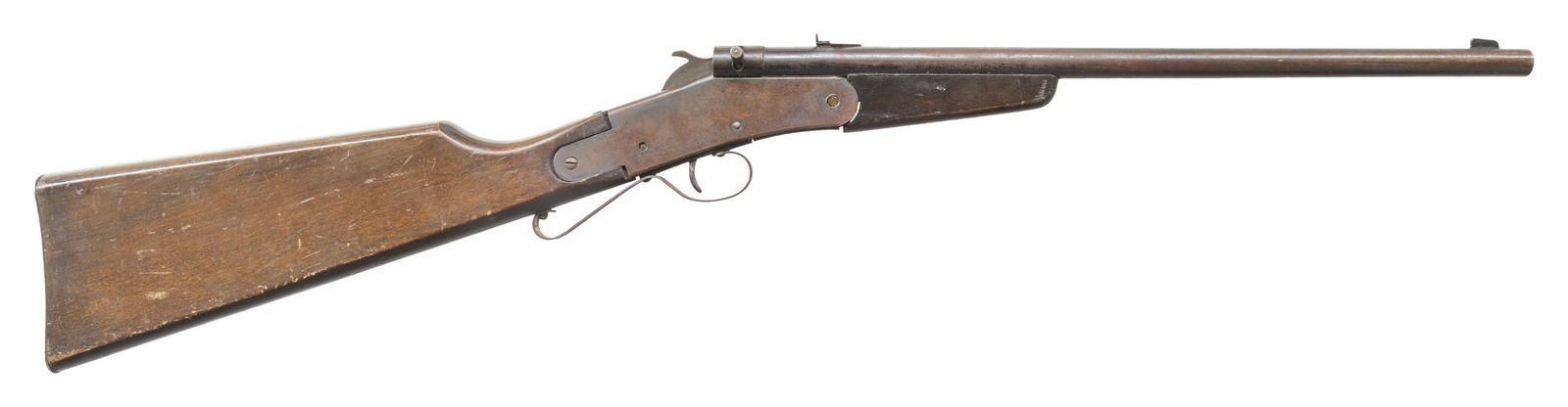 HAMILTION NO. 27 SINGLE SHOT RIFLE.: Cal. 22 RF. NSN. Bbl. 15". Blade front sight. Fixed rear sight. Per Section III of the ATF's C&R list the Hamilton No. 27 is removed from the provisions of the NFA. Hardwood stock set. CONDITION: stoc