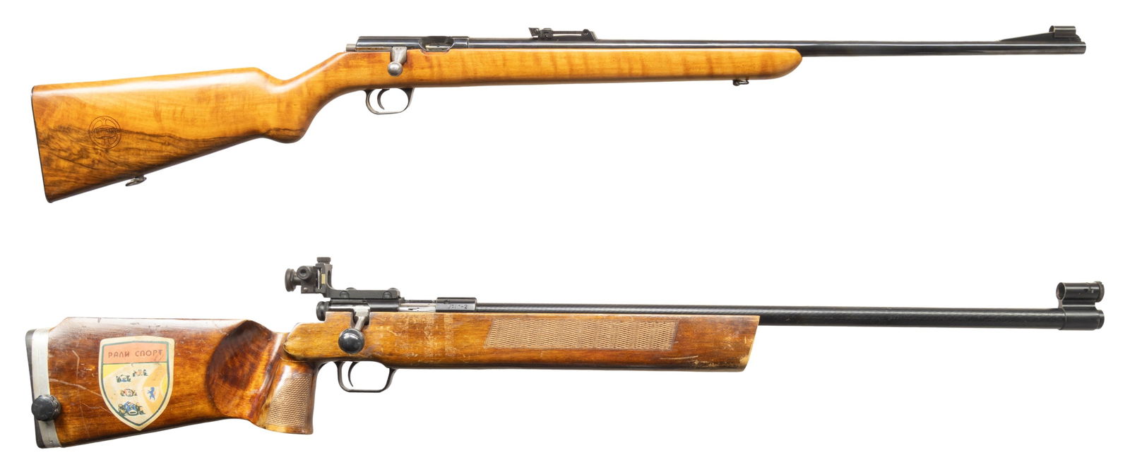 LOT OF 2 FOREIGN .22 LR SINGLE SHOT TARGET RIFLES. (1 of 7)