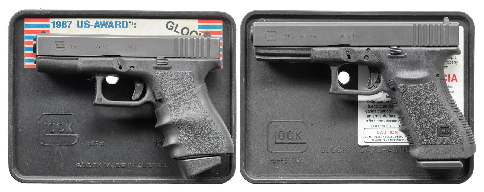 LOT OF TWO GLOCK SEMI AUTO PISTOLS. (1 of 5)