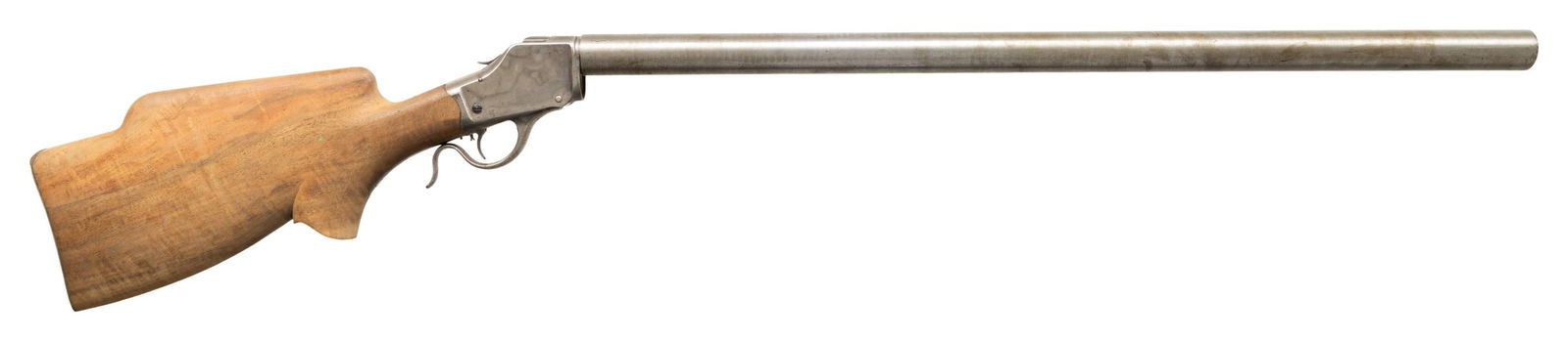 CUSTOM WINCHESTER MODEL 1885 HIGH WALL SINGLE SHOT: RIFLE. Cal. 38-55 WCF. S# 75841. Bbl. 30 1/16". Model 1885 High Wall single shot rifle originally mfg. by Winchester in 1896. Custom heavy rnd. bull bbl. is devoid of any identifying markings. Lower