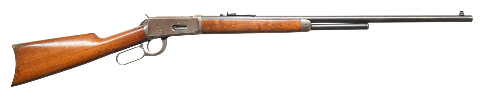 PRE-WAR WINCHESTER MODEL 1894 LEVER ACTION RIFLE.: Cal. 32 WS. S# 666847. Bbl. 26". Model 1894 lever action rifle mfg. by Winchester in 1913. Left side of the rnd. bbl. is marked with Winchester's 2-line mfg. and patent information, with "32 W.S."
