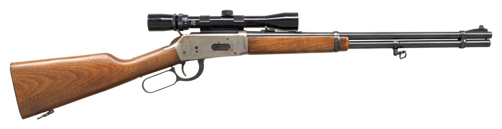 WINCHESTER MODEL 94 LEVER ACTION CARBINE.: Cal. 32 WS. S# 2877256. Bbl. 20". Model 94 lever action carbine mfg. by Winchester in 1965. Left side of the bbl. exhibits standard markings denoting Winchester's mfg. and patent information. Receiver