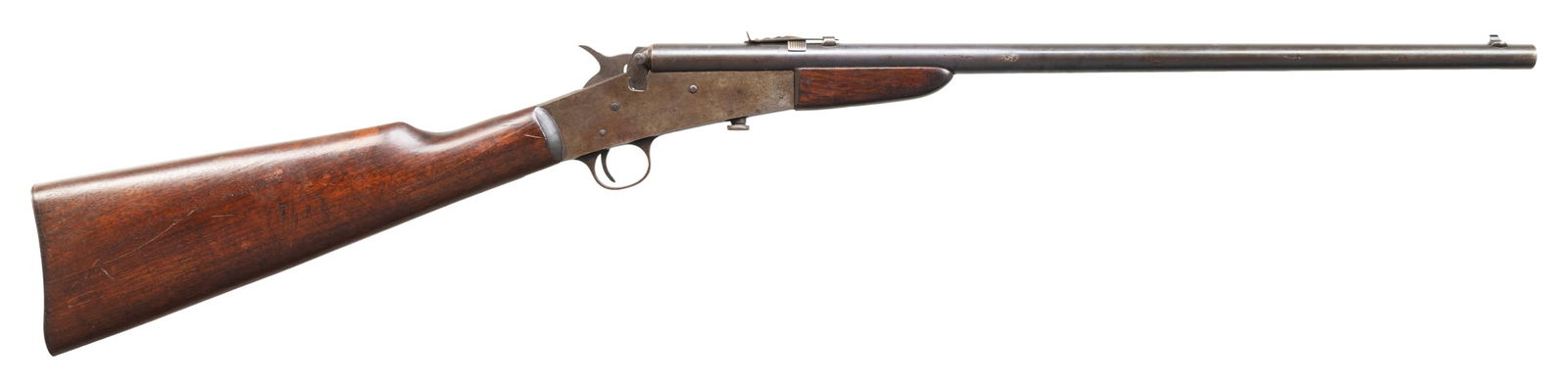 REMINGTON MODEL 6 SINGLE SHOT BREECHLOADING RIFLE.: Cal. 32 S or LRF. S# 401088. Bbl. 20 1/8". Model 6 single shot breechloading rifle mfg. by Remington. Top of the bbl. is marked with the Remington trademark logo above the cal. designation. Left side