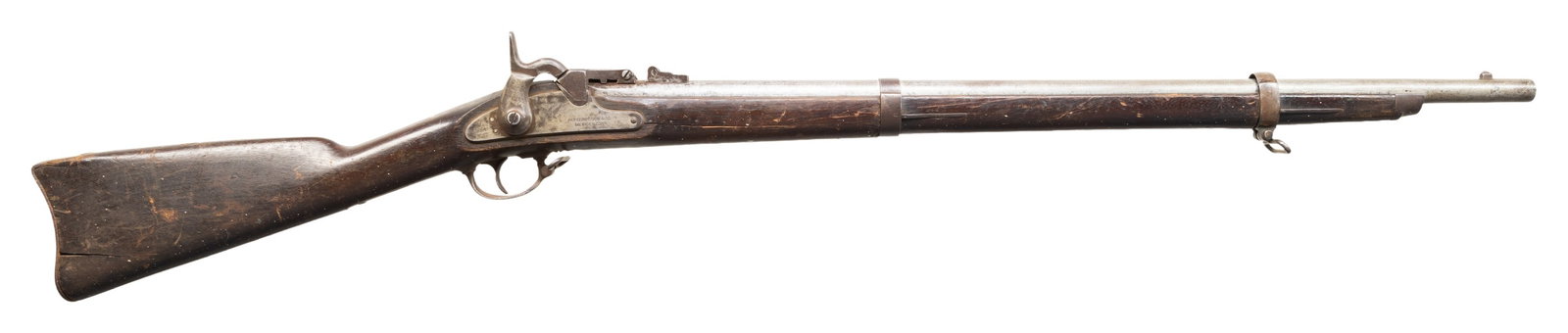 MILLER MODEL 1861 RIFLE-MUSKET CONVERSION.: Cal. 58 RF. S# 656 (on breech block). Cartridge conversion of Parker's Snow & Co. 1861 Rifle-Musket to rimfire under the name Meriden; mfg. 1865-1867. This rifle has been converted to a Cadet style