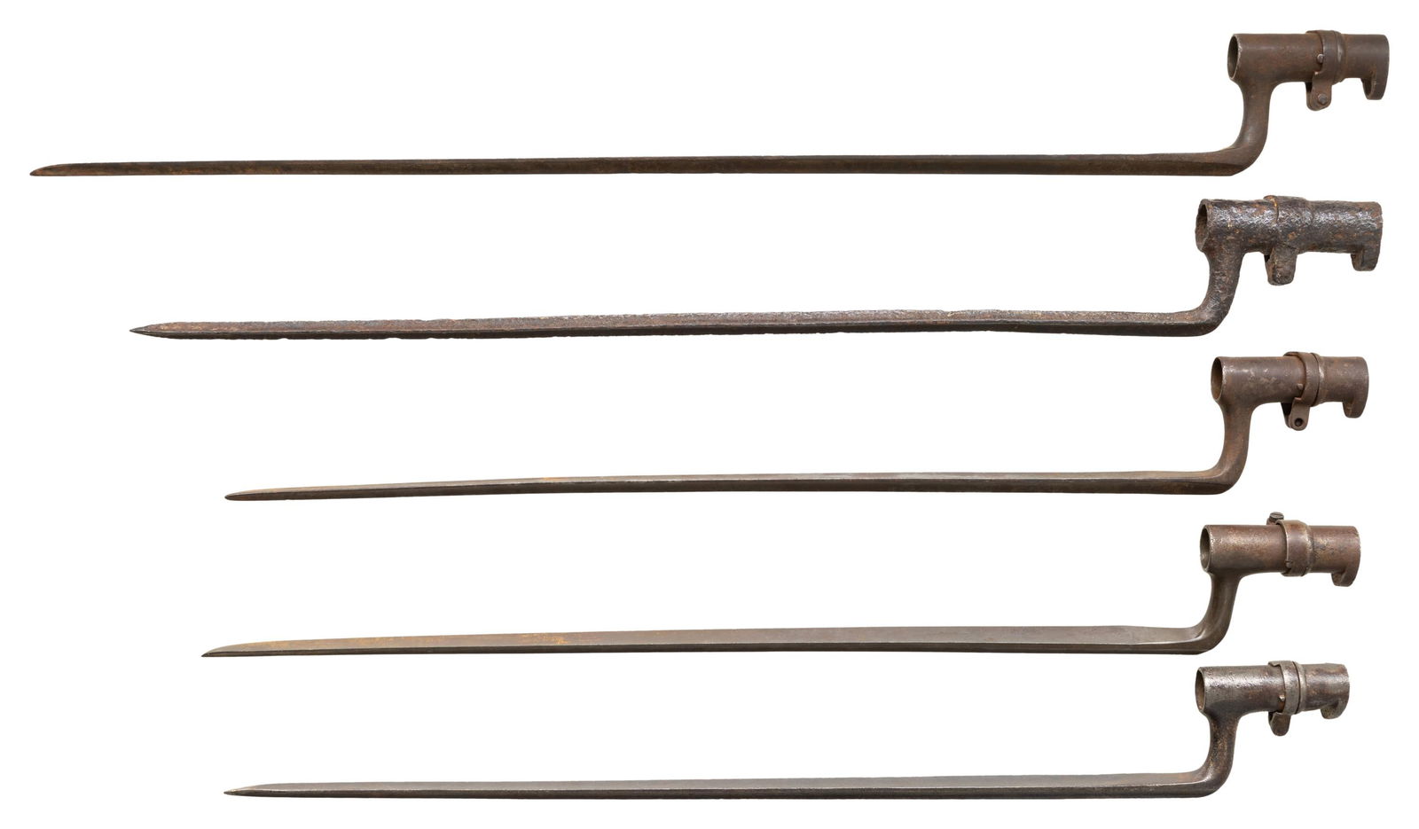 FIVE CIVIL WAR ERA ANGULAR BAYONETS. - 2