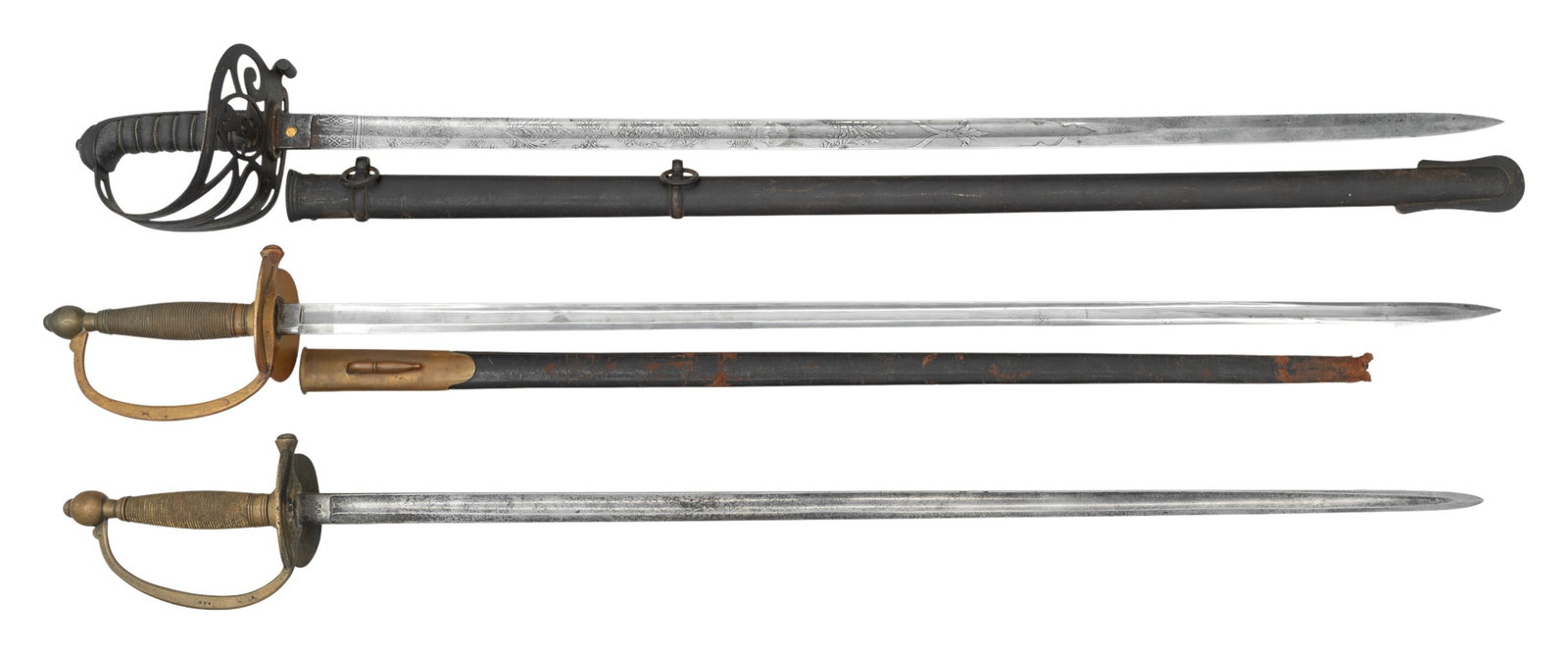 BRITISH RIFLE VOLUNTEERS SWORD & 2 US SWORDS. (1 of 2)