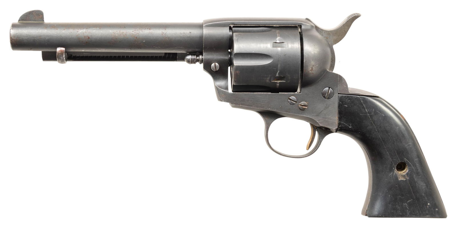 GREAT WESTERN ARMS FRONTIER MODEL SA REVOLVER.: Cal. 45 Colt. S# 12646. Bbl. 5 1/2". Barrel is marked "GREAT WESTERN ARMS CO." on top and "45 COLT" at left rear. These revolvers were produced by Great Western Arms Company from 1953-1963. Four