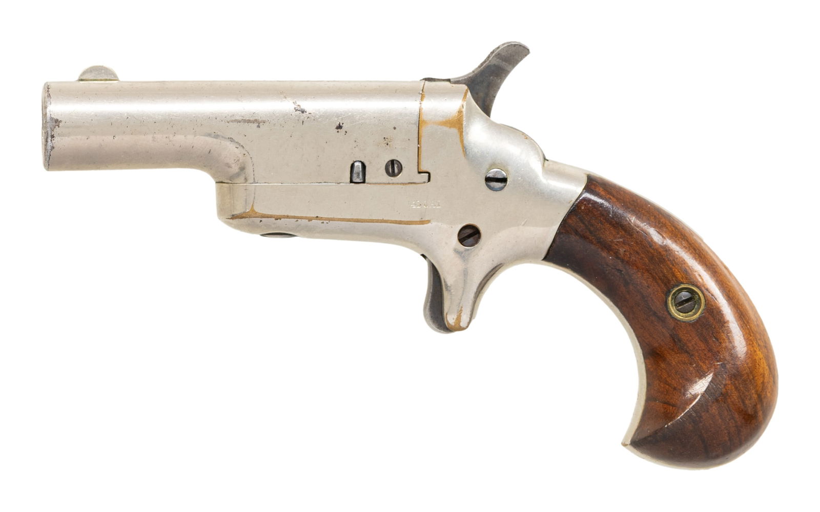 COLT 3rd MODEL THUER DERRINGER.: Cal. 41RF. S# 4941. This popular derringer was made from about 1880-1915, difficult to date as numbers were restarted according to derringer authority Doug Eberhart. Standard configuration, 2.5" hinge
