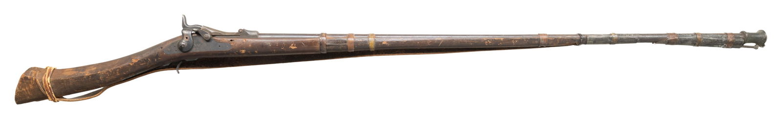 US SPRINGFIELD MODEL 1884 TRAPDOOR MOVIE PROP GUN.: Cal. 45-70. S# 481436. Bbl. 44" with extension. This interesting rifle is a U.S. trapdoor Springfield with an 1884 dated breechblock marked with "WB 81389" on top of barrel indicating a movie prop