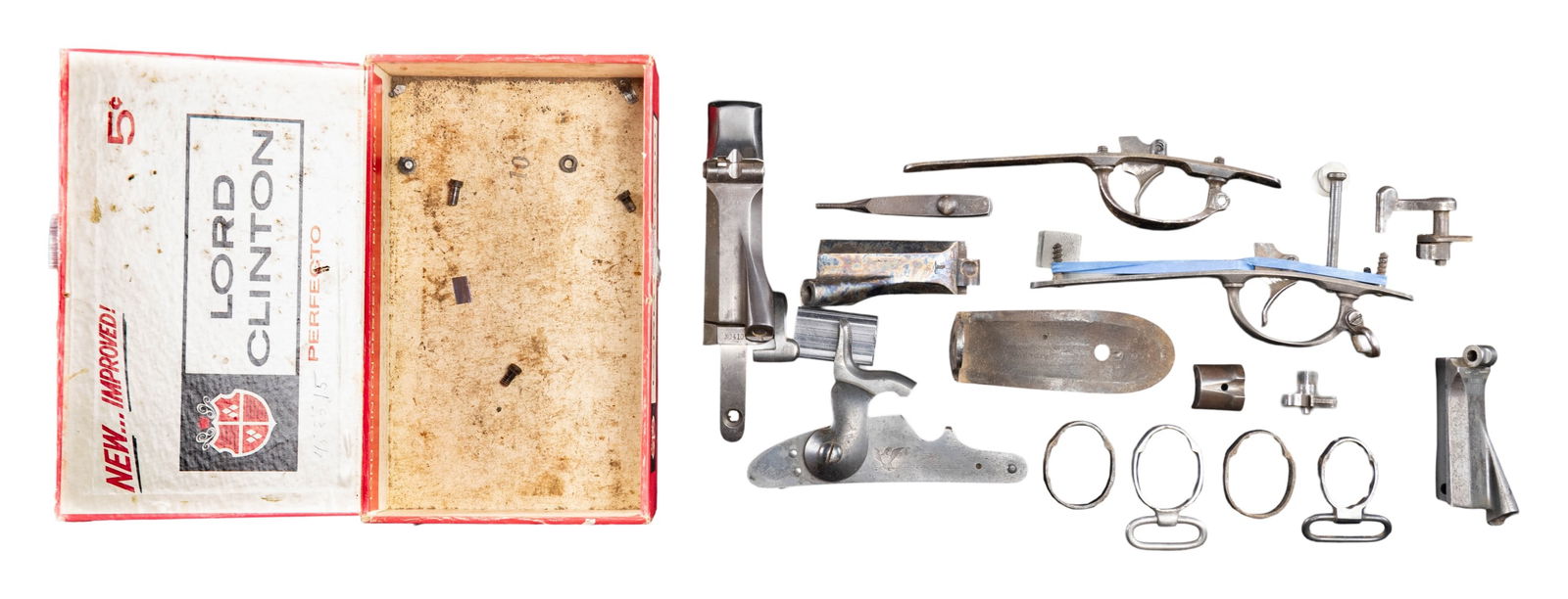 ASSORTMENT OF TRAP DOOR SPRINGFIELD PARTS.: All parts are good to very good by antique ratings with signs of age with patina. Side plate assembly missing 1 mounting screw. / 1884 action (serial #30410) missing breech block cap screw and tang