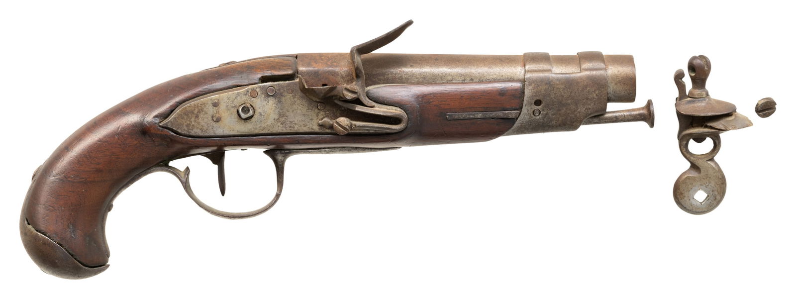 UNMARKED FRENCH GENDARME FLINTLOCK PISTOL. (1 of 2)
