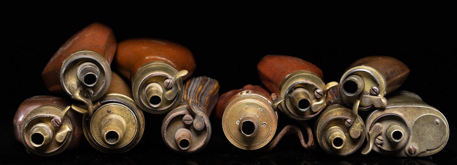 TEN DIFFERENT PISTOL FLASKS. - 3