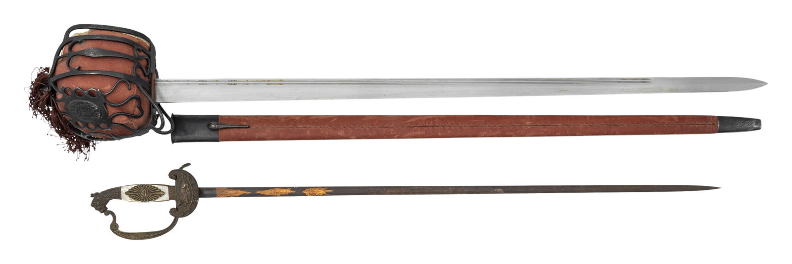 1760 STYLE EUROPEAN BACKSWORD & BAVARIAN SWORD. (1 of 2)