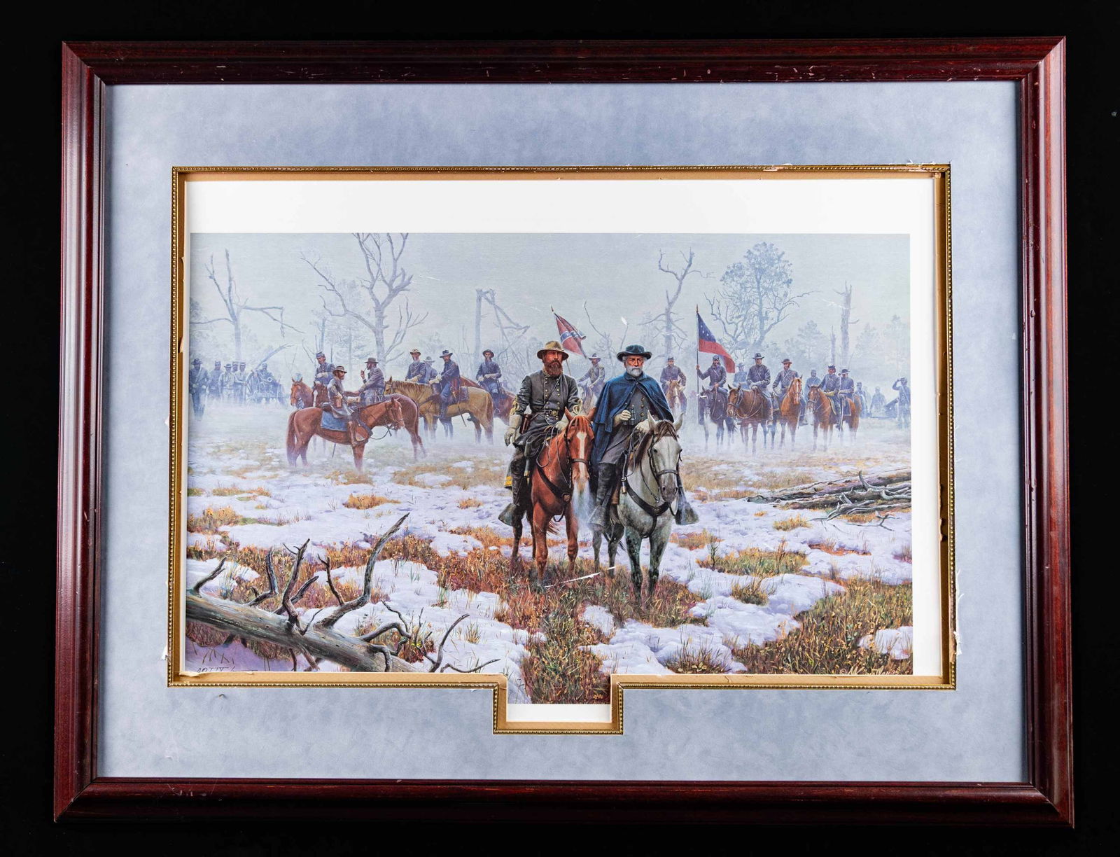 MORT KUNSTLER (AMERICAN, 1931-) "WAR IS SO: TERRIBLE, LONGSTREET & LEE, DECEMBER 13, 1862" PROFESSIONALLY FRAMED L.E. PRINT. 39" x 30" frame, signed & numbered limited-edition print "Artist Proof" #59/75, COA. CONDITION: frame & border shows