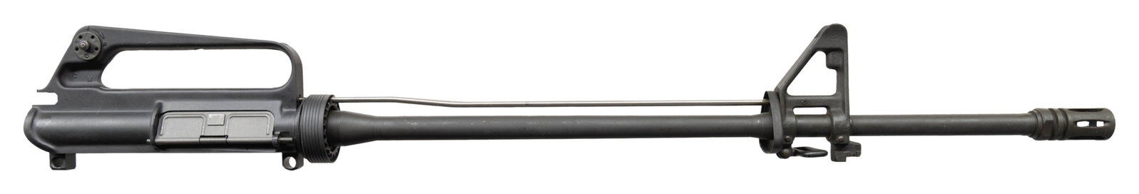 COLT AR-15 UPPER ASSEMBLY.: AR-15 upper assembly mfg. by Colt. Right side of the upper is marked with forge markings "C M". Upper exhibits a matte black finish. Top of the phosphate finished pencil bbl. is marked "C MP CHROME BO