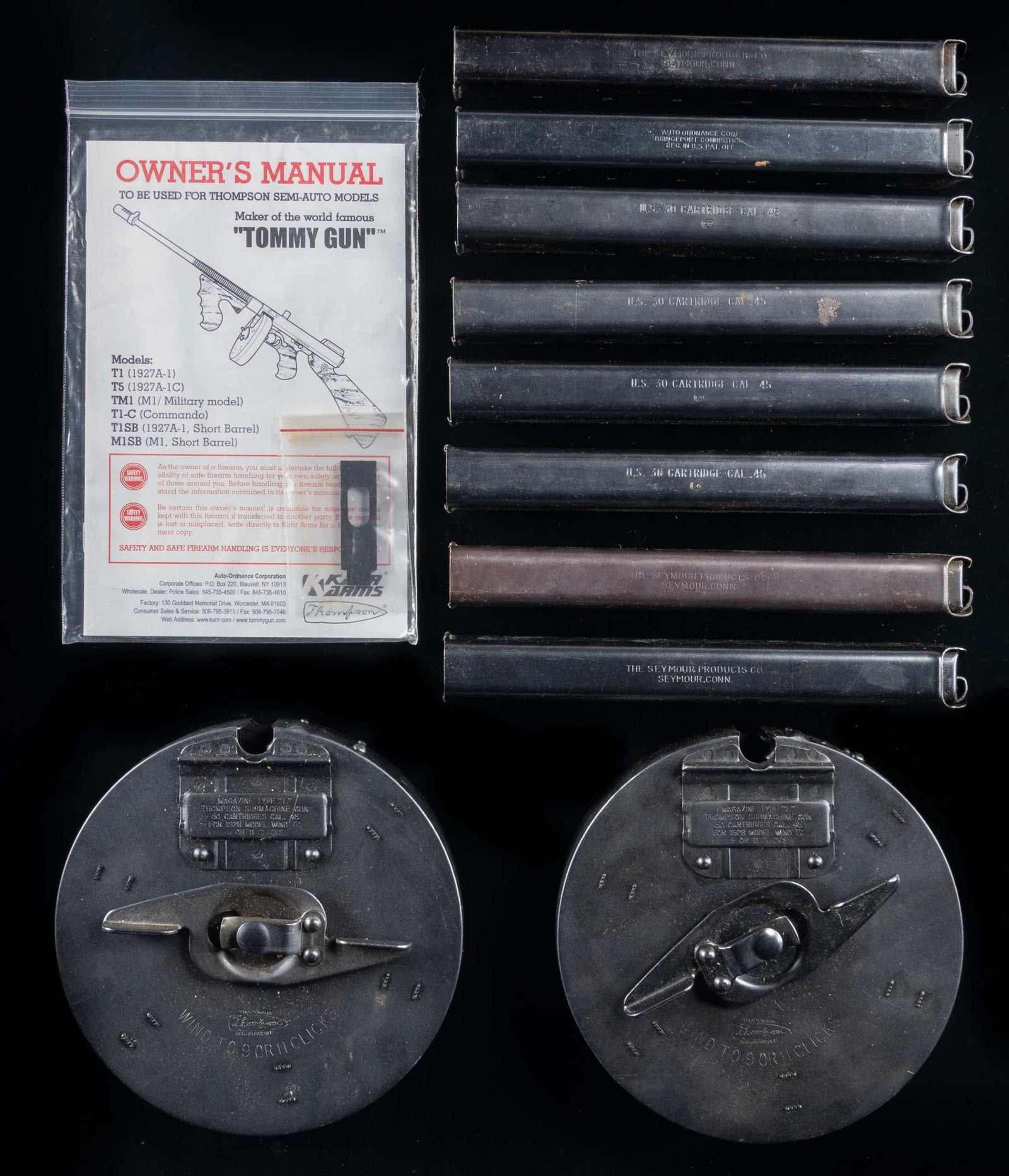 LOT OF THOMPSON SUBMACHINE GUN "L" DRUMS & STICK (1 of 1)