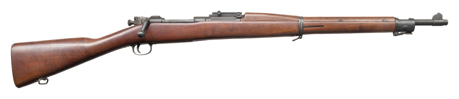 US REMINGTON MODEL 1903 BOLT-ACTION MILITARY RIFLE: Cal. 30-06. S# 3200635. Bbl. 24". Barrel is marked behind front sight "RA / flaming bomb / 9-43". Rifle has been given a very nice restoration of its wood and metal. Bolt is from a Remington Model 190