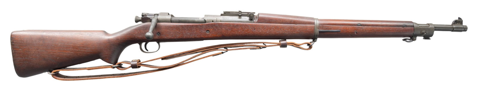 U.S. SPRINGFIELD MODEL 1903 BOLT-ACTION MILITARY: RIFLE. Cal. 30-06. S# 1337130. Bbl. 24". Replacement barrel marked behind front sight "SA / flaming bomb / 7-42". Rifle manufactured in 1929. Ladder rear sight w/ volley notch graduated to 2,850 yards
