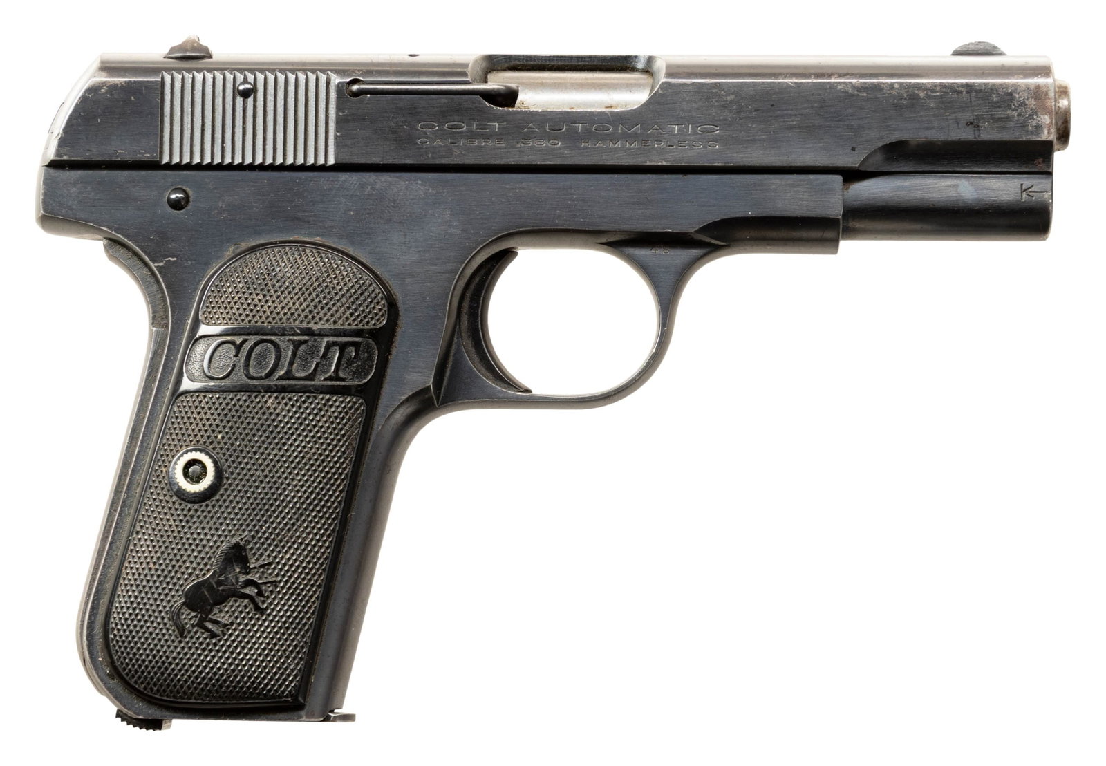 COLT 1908 POCKET HAMMERLESS SEMI AUTO PISTOL. (1 of 2)