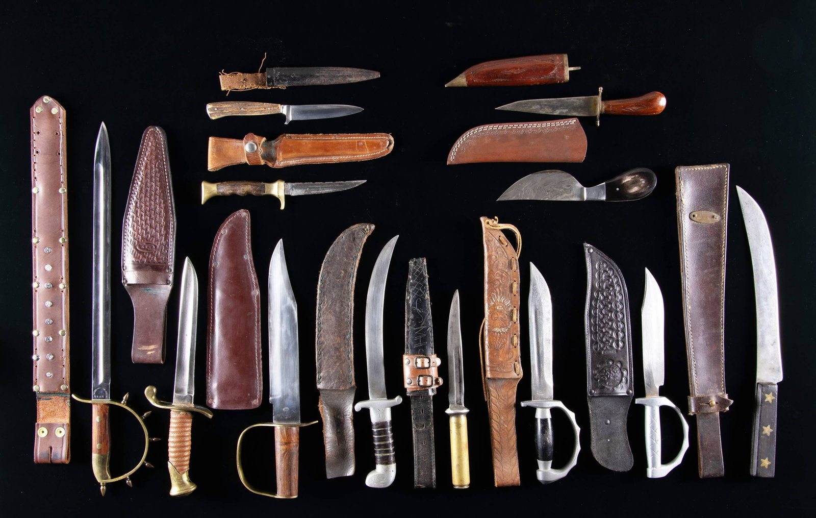 INTERESTING GROUPING OF 12 HAND AND THEATER MADE (1 of 2)