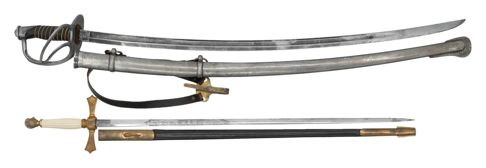 US M1906 CAVALRY SABER & CIRCA 1890 NCO SWORD. (1 of 2)