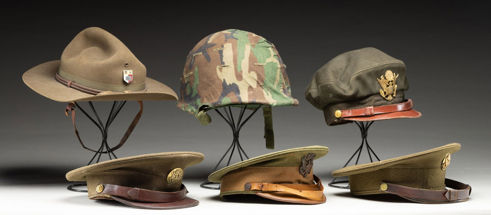 GROUPING OF 6 US HEADGEAR. (1 of 3)