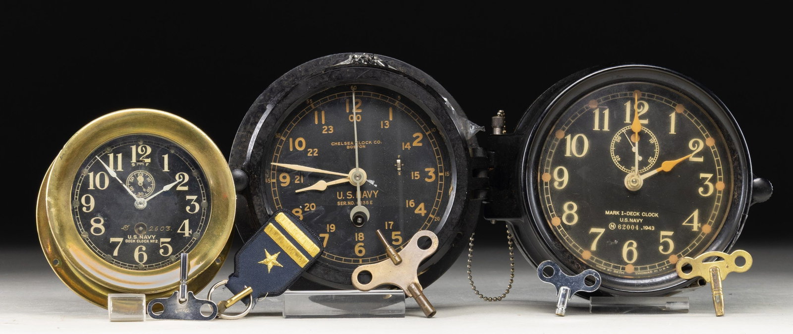 3 US NAVY SHIP CLOCKS. (1 of 2)