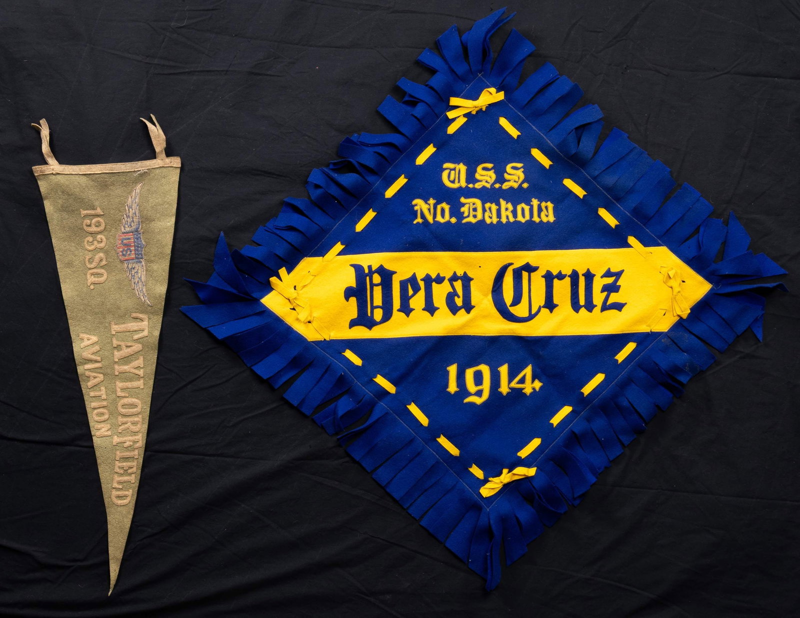 TWO WW1 FELT PENNANTS. (1 of 2)